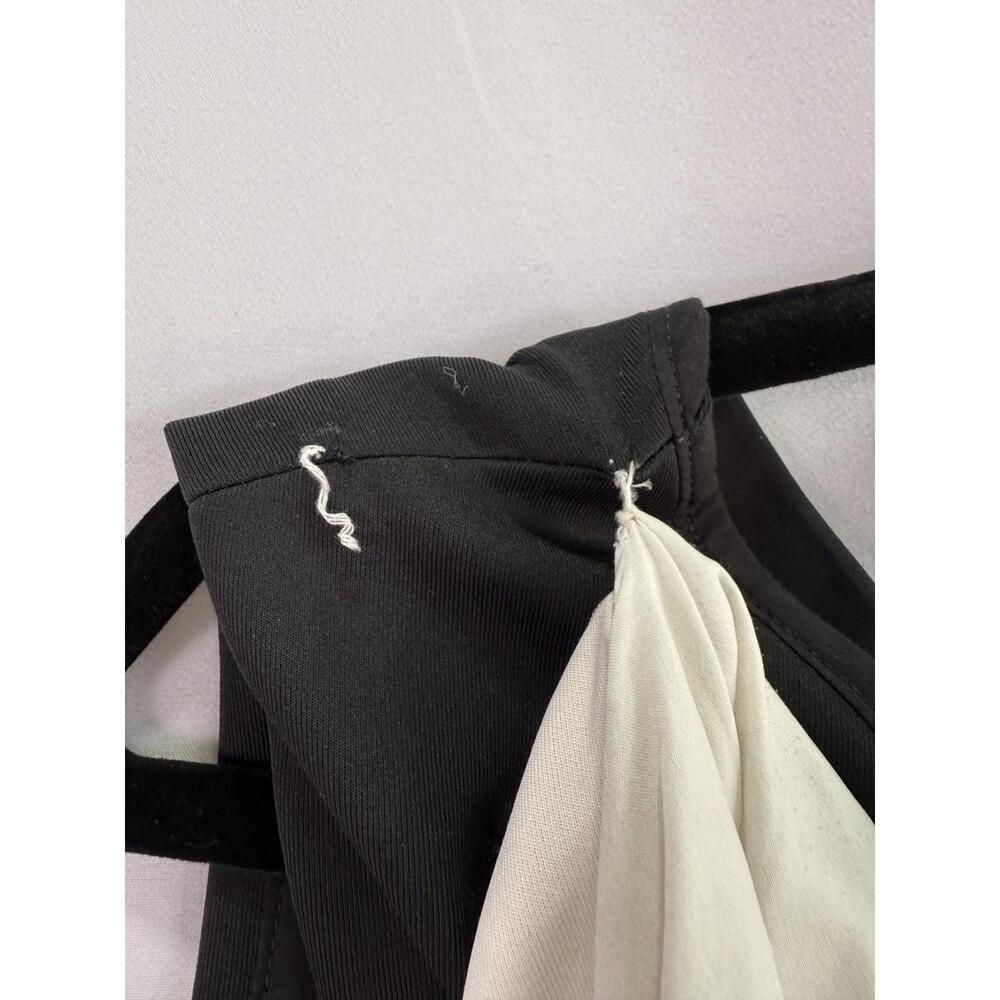 Badgley Mischka Black One Shoulder Gown Size 12 with Loose Stitch and Stain - Picture 7 of 8